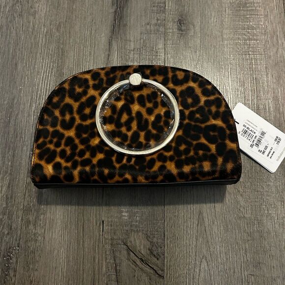 Ted Baker LIONA Leather Leopard Circle Handle Crossbody Black Purse Handbag - Picture 3 of 14